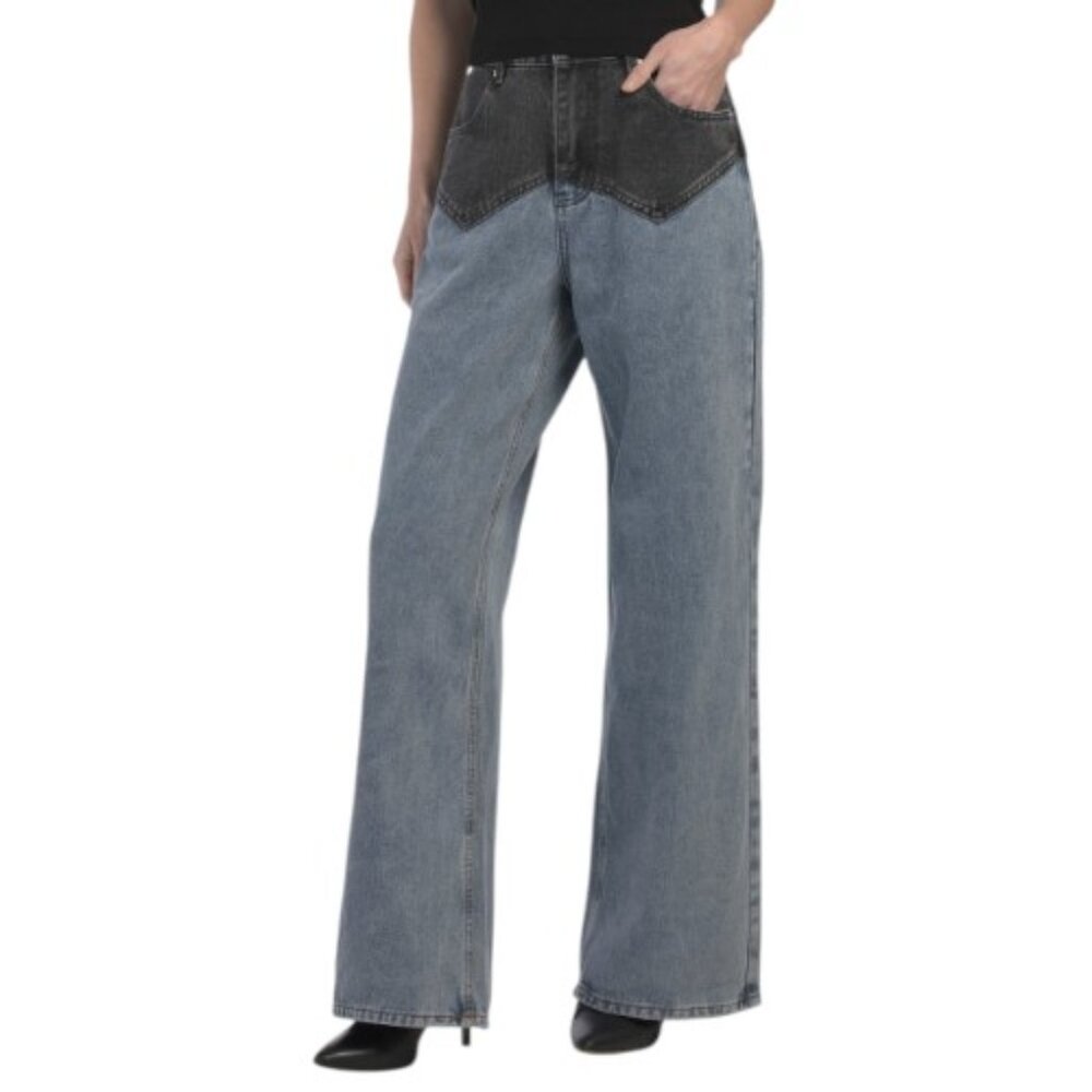 ENDLESS ROSE Contrast Denim Low Waisted Jeans